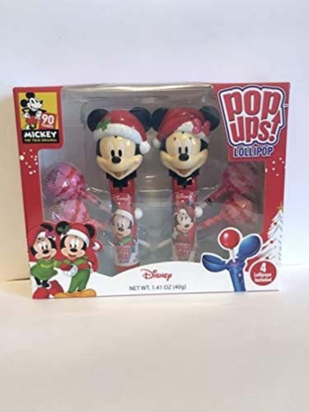 Disney Mickey & Minnie Holiday Pop Ups! Lollipop Set - Christmas Gift Box - 4 Po